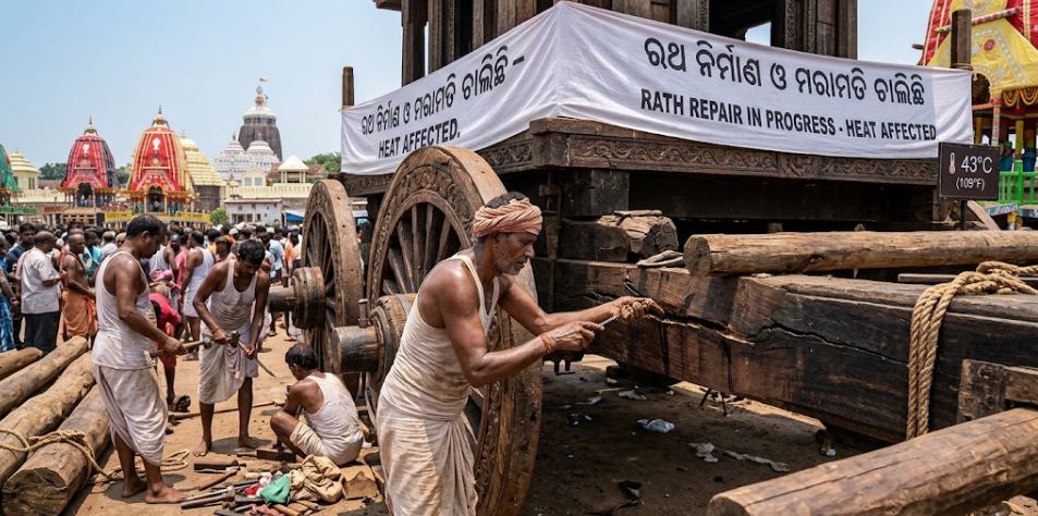 Heat Triggers Cracks in Rath Yatra Chariots, Repair Work Underway